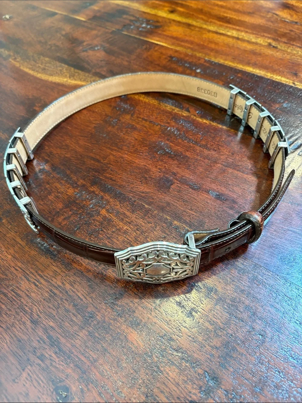 Vintage Brighton Brown Leather Belt with Silver Conchos size Medium / 30